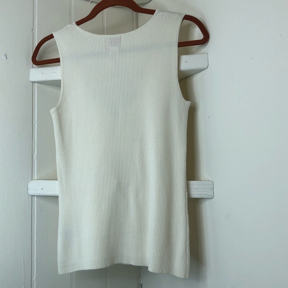 Ruby Rd Petite Cream Ribbed Tank Top Bronze Jewels - Picture 2 of 6